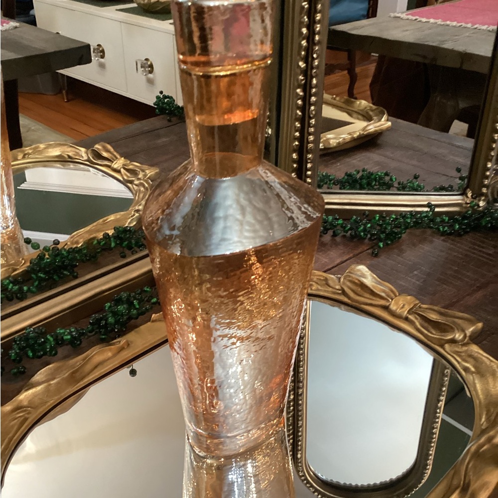 Anthropologie hand blown decanter   -Zaza iridescent honey luster collection